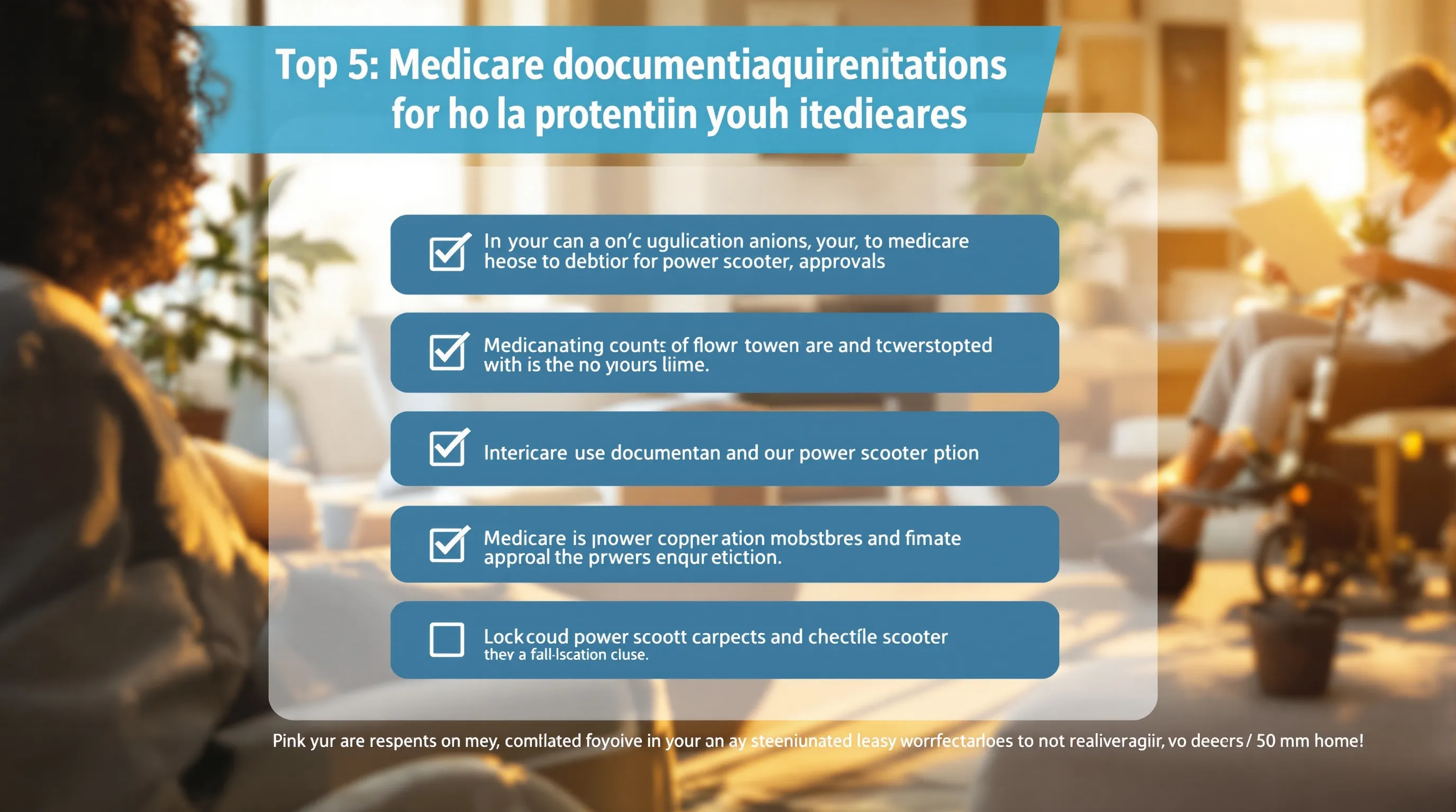 Medicare power scooter documentation checklist showing required forms and approval steps