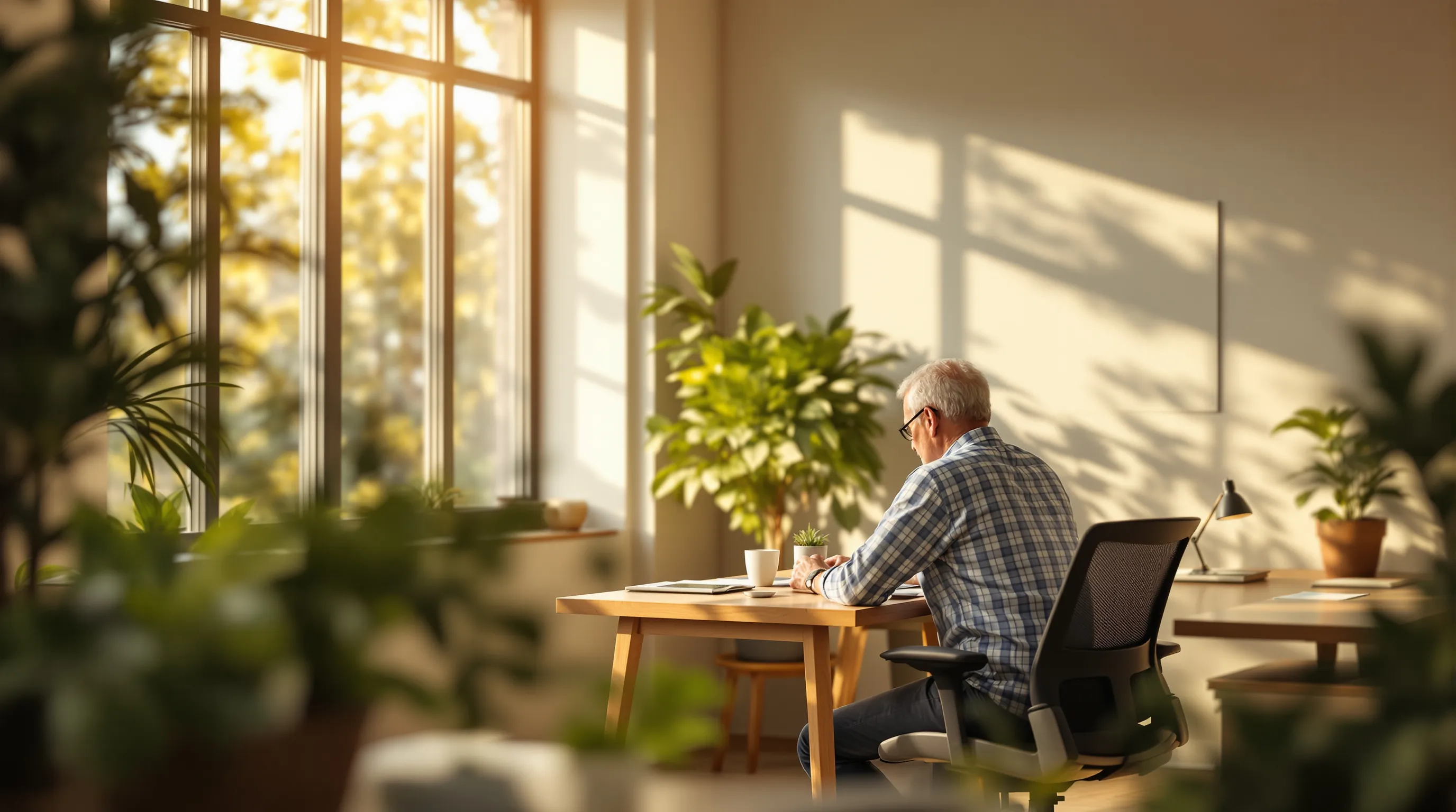 A home health aide assisting an elderly man while a family caregiver reviews care paperwork nearby - illustrating the choice between CDPAP and traditional home care agencies
